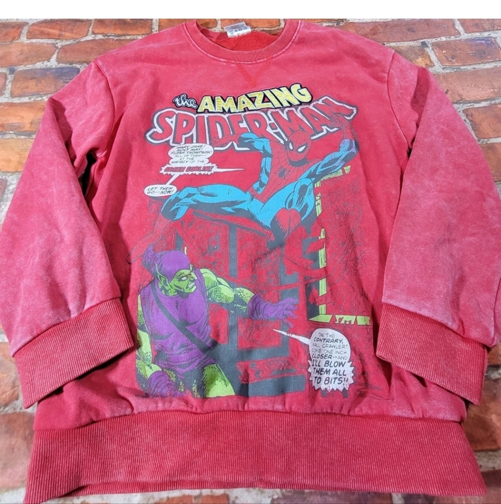 Marvel  Spider-Man mineral washed crewneck pullover sweatshirt Boys Sz 8